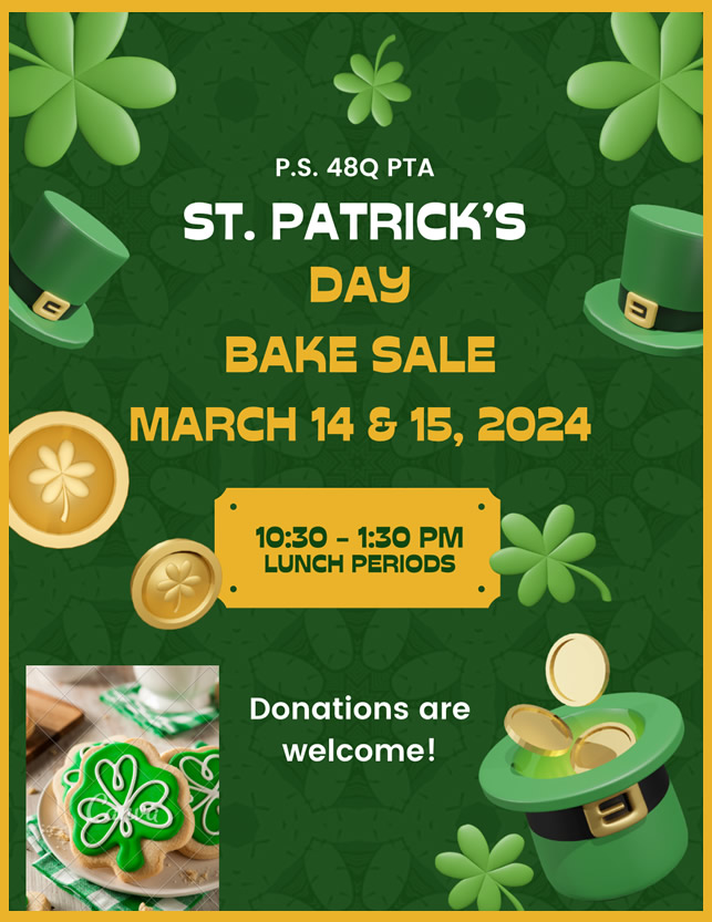March 15, Bake Sale